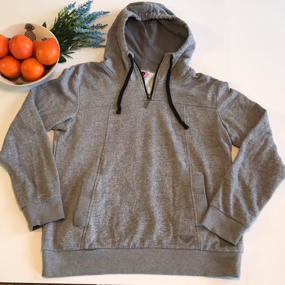 Roxy Size Large Gray Hoodie with Front Pockets
